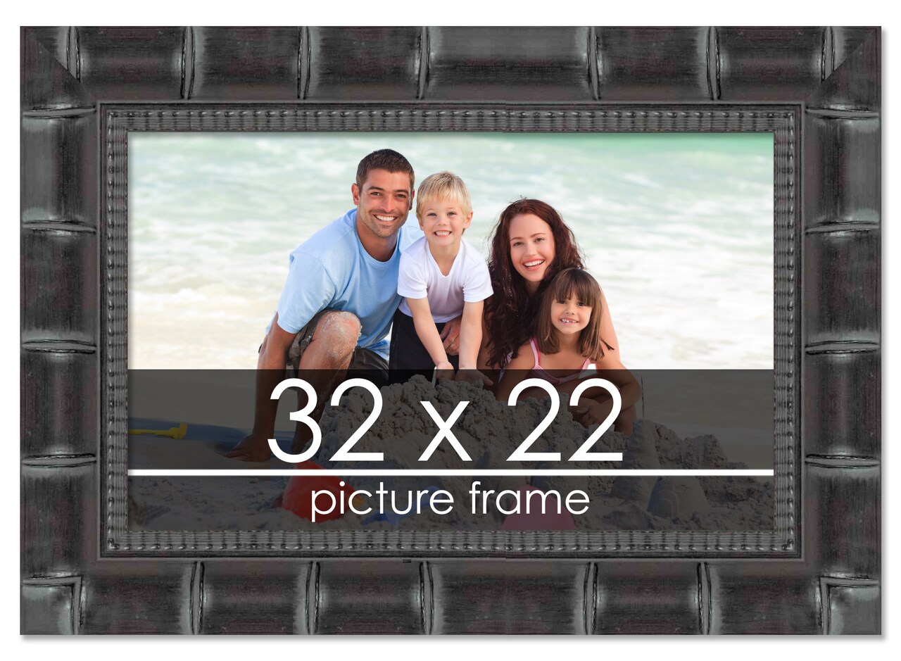32x22 Wide Bamboo Picture Frame with UV-Resistant Acrylic & Acid Free Backing, Available in 4 Finishes - Brown, Black, Silver, and Natural